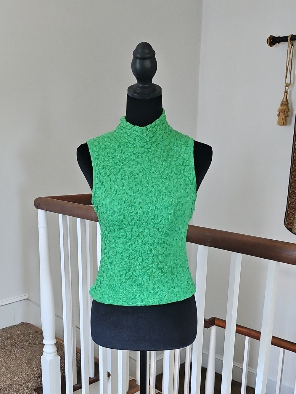 Anthropologie Green Stretchy High Neck Tank
